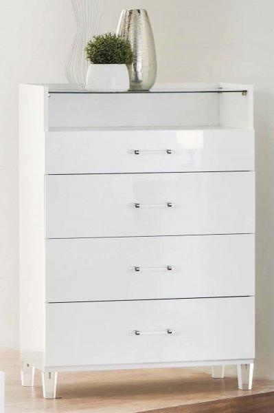 Product photograph of Cristal White Italian Marble 4 Drawer Tall Chest from Choice Furniture Superstore.